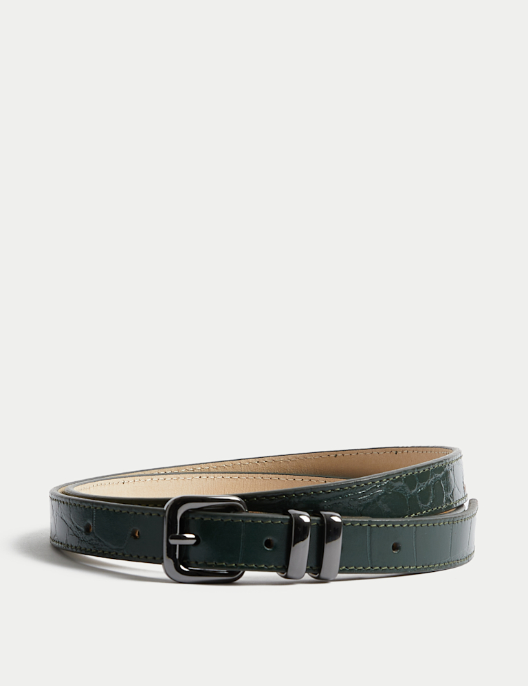 Leather Lizard Effect Slim Jeans Belt