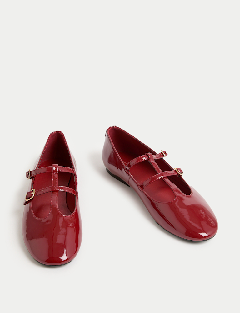 Patent Strappy Flat Mary Jane Ballet Pumps