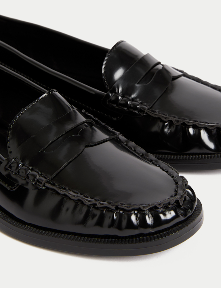 Wide Fit Patent Flat Penny Loafers