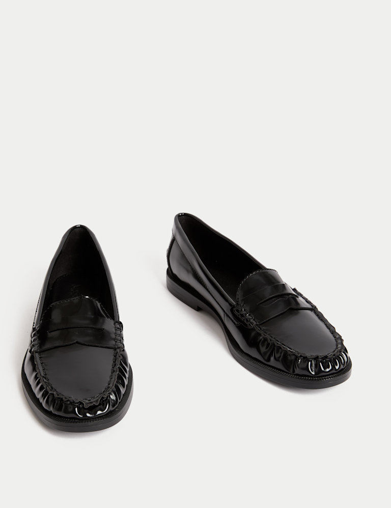 Wide Fit Patent Flat Penny Loafers
