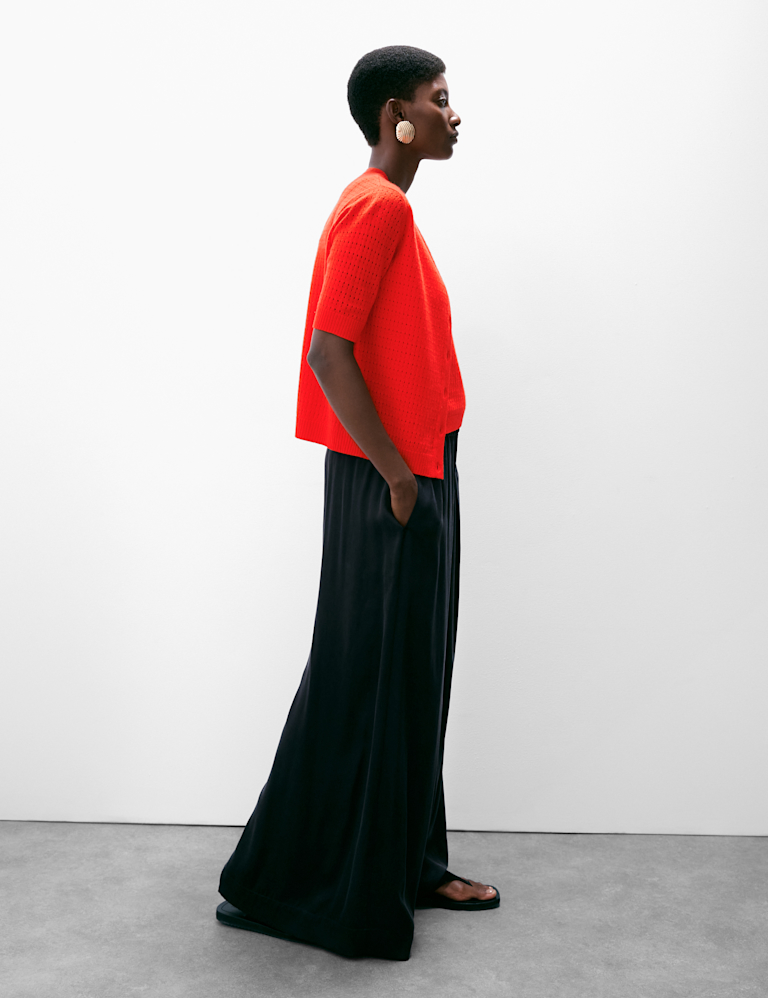 Merino Wool Rich Button Through Relaxed Cardigan with Cashmere