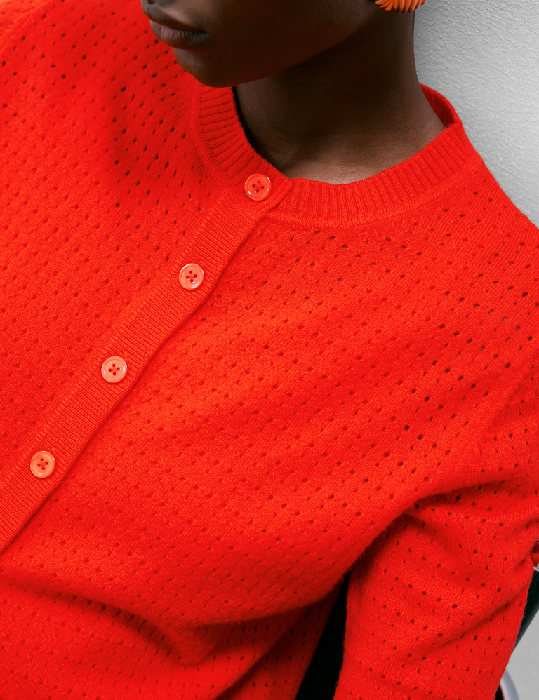 Merino Wool Rich Button Through Relaxed Cardigan with Cashmere