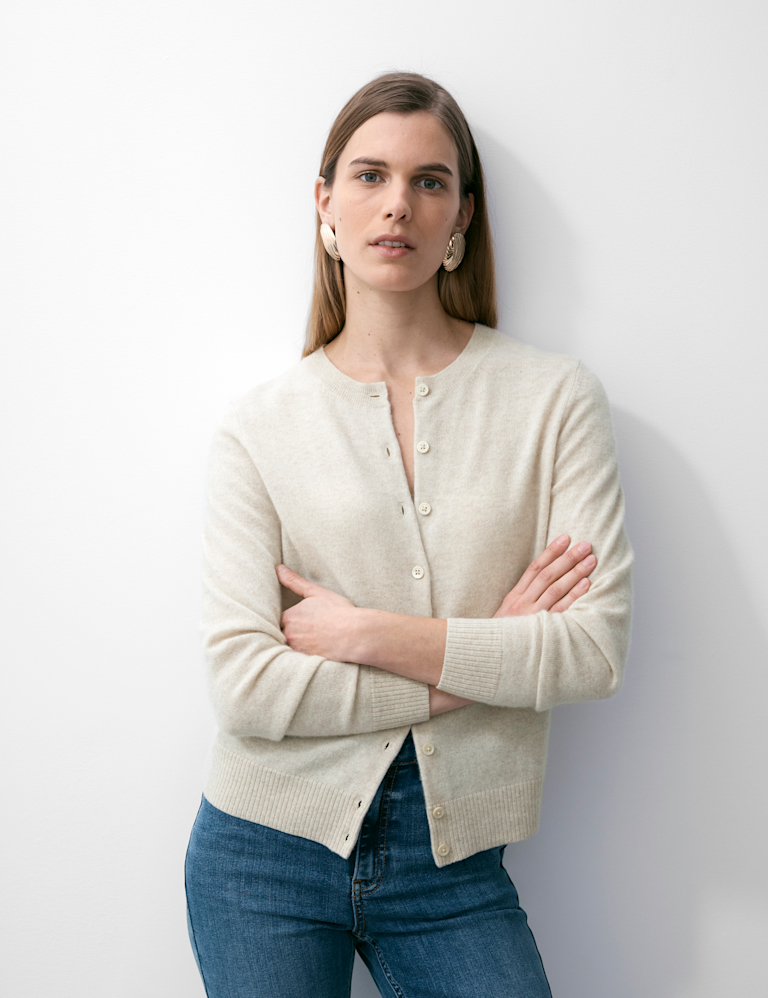 Pure Cashmere Crew Neck Relaxed Cardigan