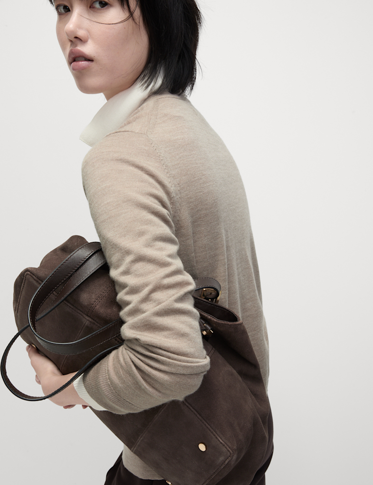 Pure Merino Wool Crew Neck Cardigan