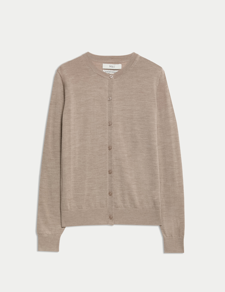 Pure Merino Wool Crew Neck Cardigan