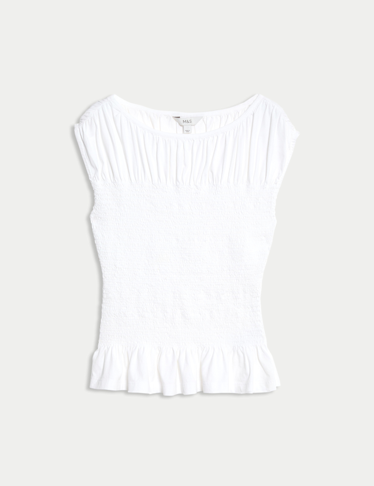Pure Cotton Shirred Top