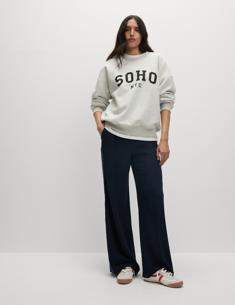 Cotton Rich Slogan Crew Neck Sweatshirt