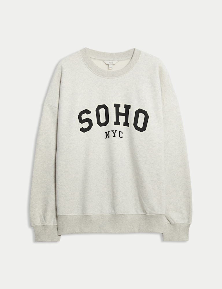 Cotton Rich Slogan Crew Neck Sweatshirt
