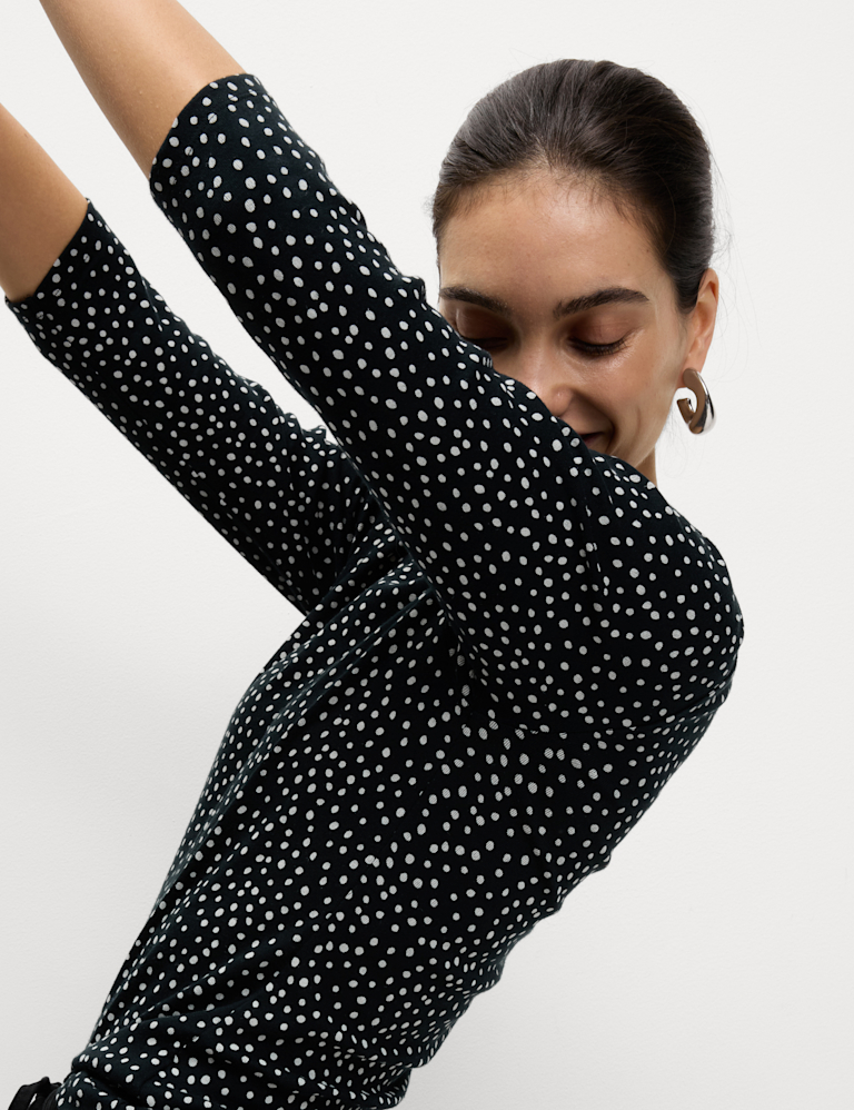 Pure Cotton Printed Slim Fit Slash Neck Top