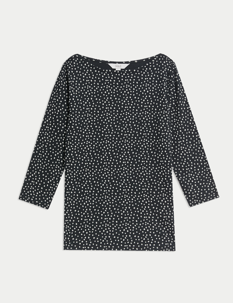 Pure Cotton Printed Slim Fit Slash Neck Top