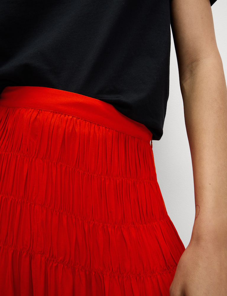 Shirred Midaxi Tiered Skirt