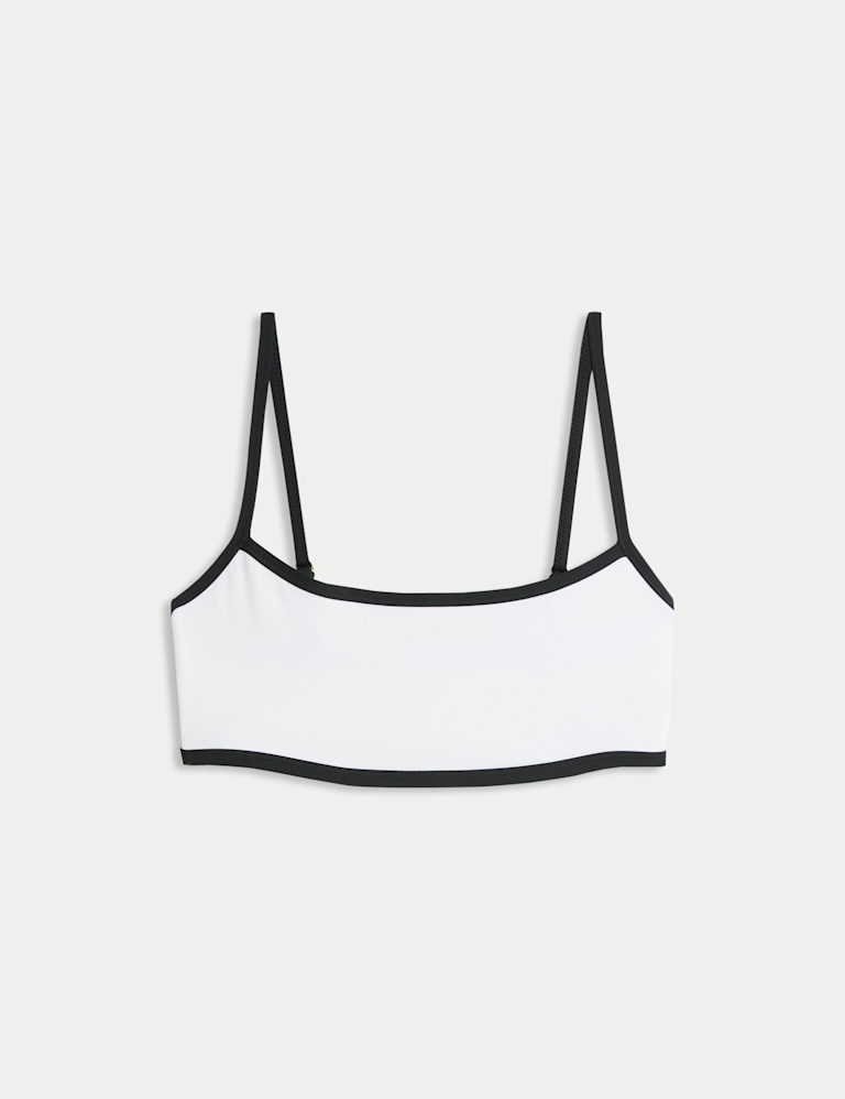 Contrast Trim Scoop Neck Bikini Top