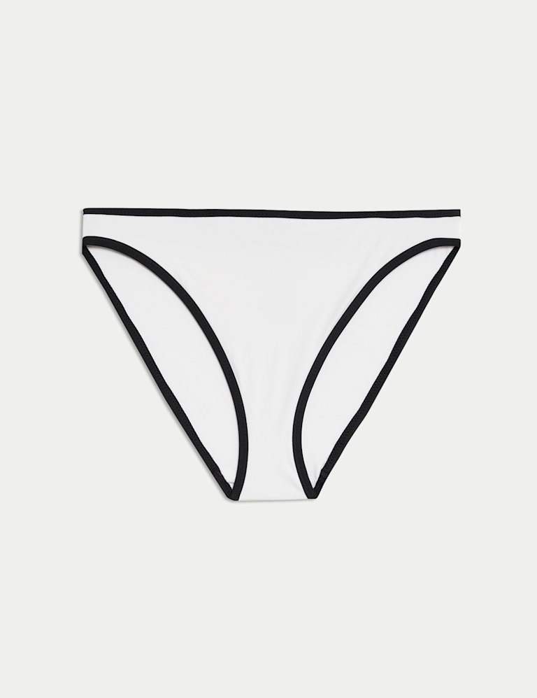 Contrast Trim High Leg Bikini Bottoms