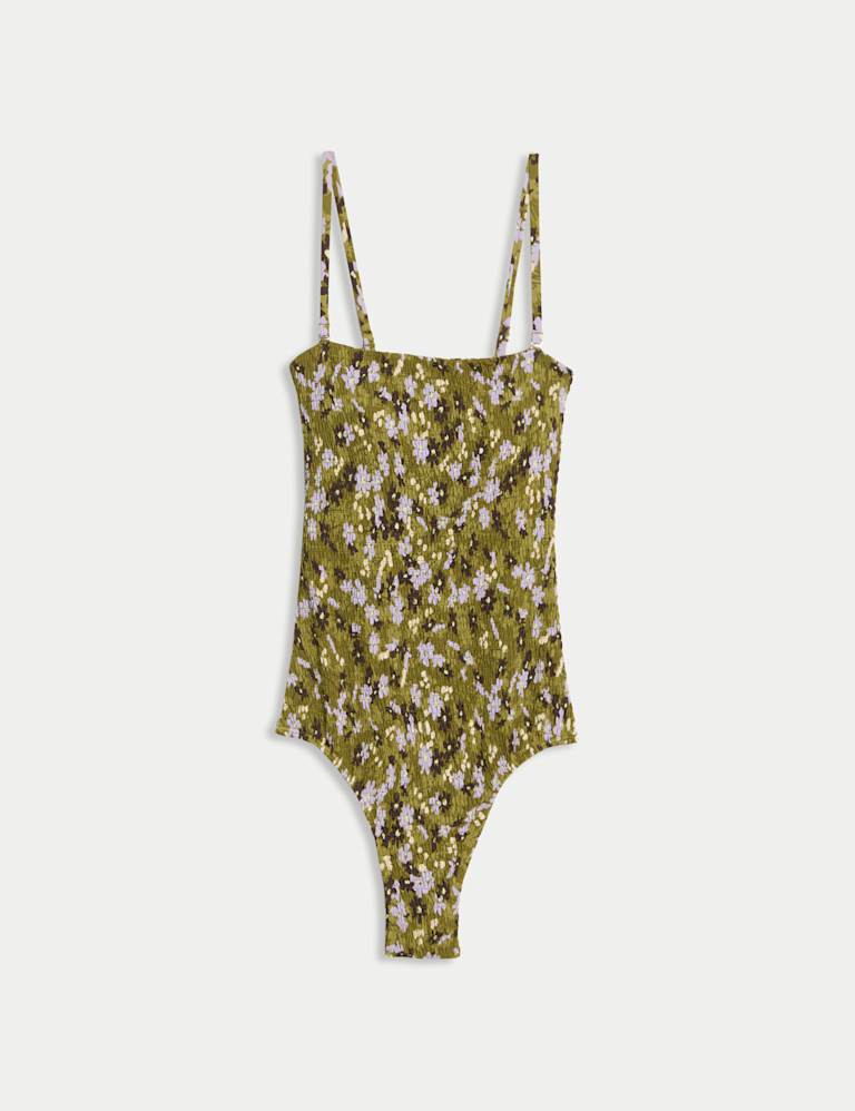 Floral Shirred Bandeau Swimsuit