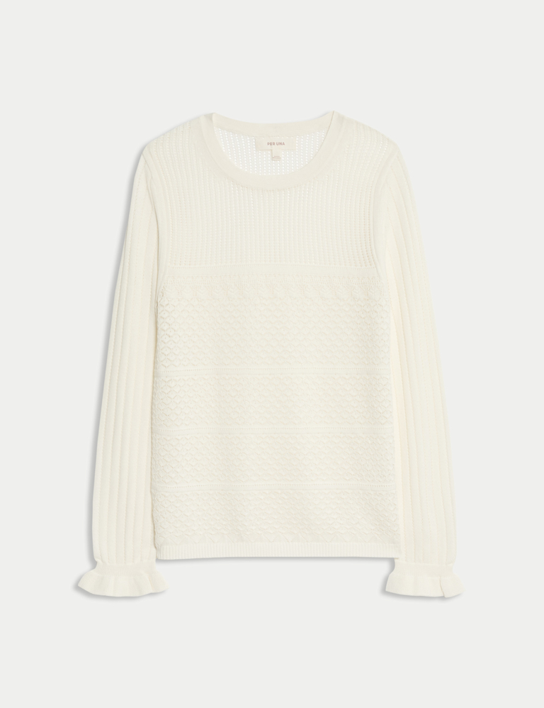 Cotton Rich Pointelle Crew Neck Jumper