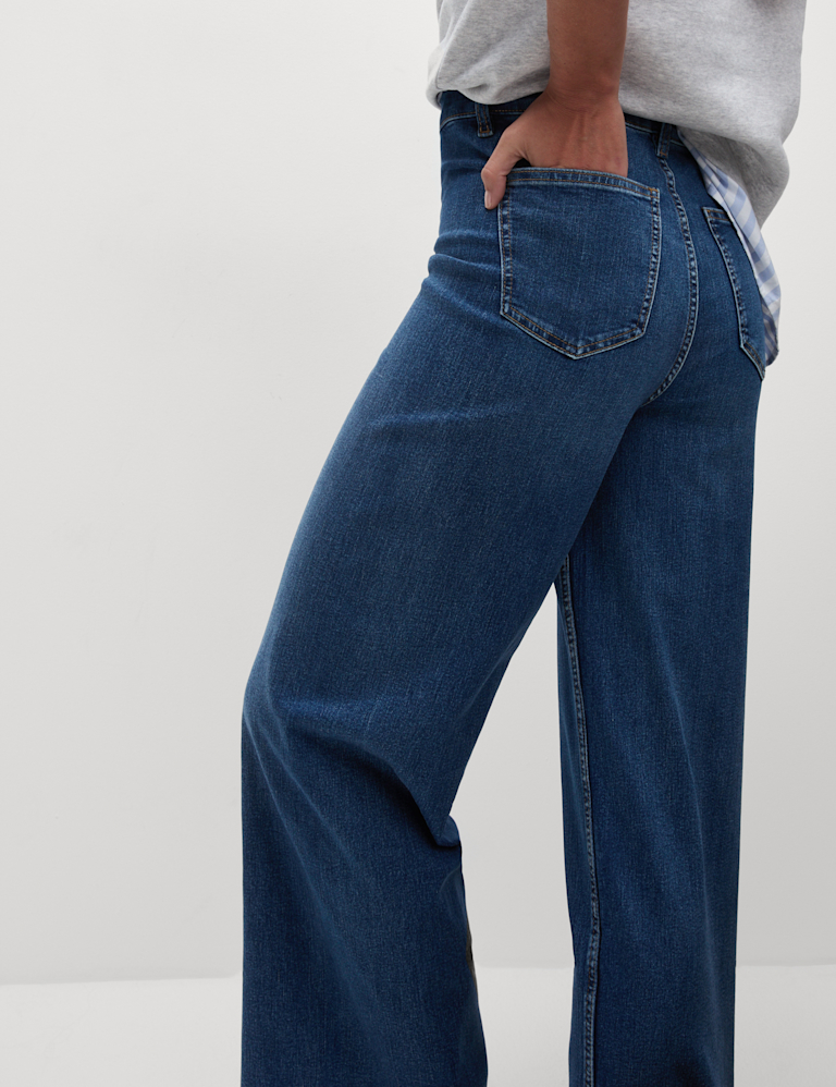 High Waisted Wide Leg Ankle Grazer Jeans
