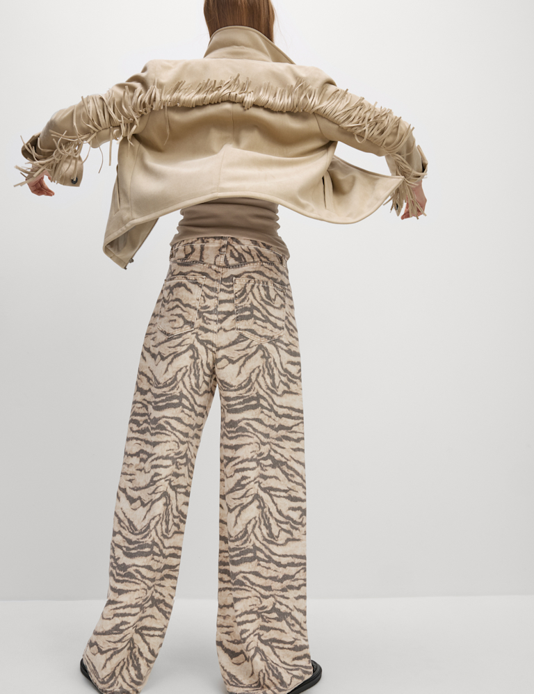 Animal Print Wide Leg Jeans