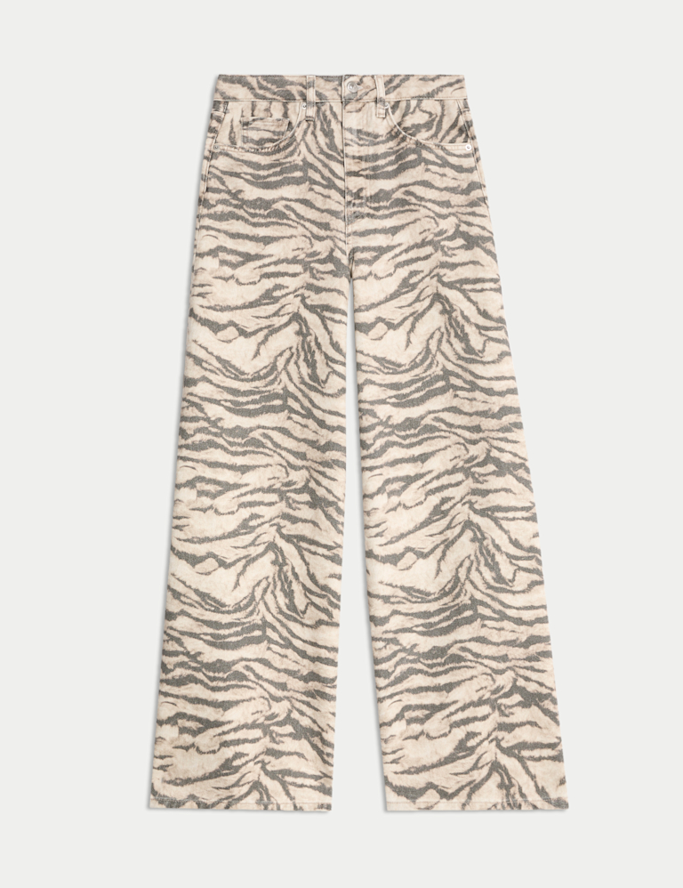 Animal Print Wide Leg Jeans