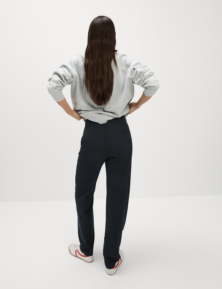 Woven Straight Leg Trousers with Stretch