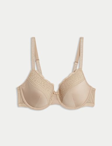 Lace Trim Padded Full Cup Bra A-E