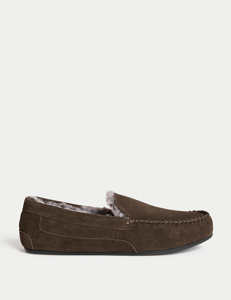 Suede Fleece Lined Moccasin Slippers Suede Fleece Lined Moccasin Slippers