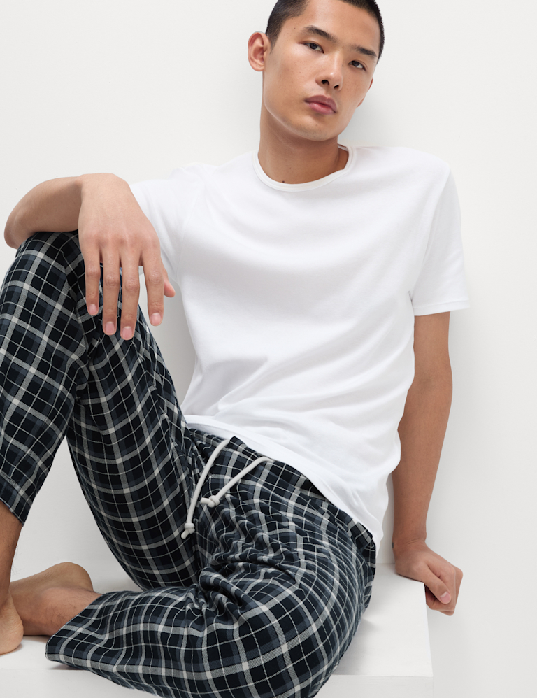Pure Cotton Checked Loungewear Bottoms