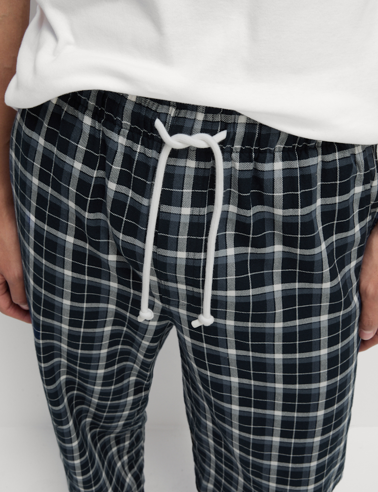 Pure Cotton Checked Loungewear Bottoms