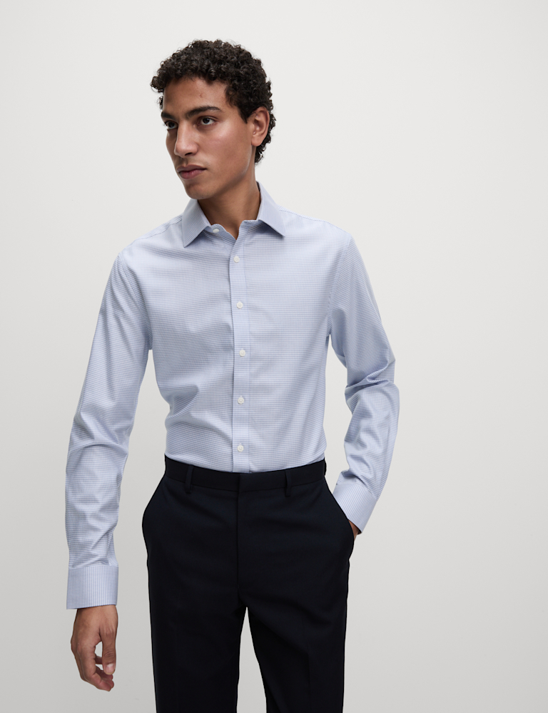 Slim Fit Ultimate Non Iron Cotton Textured Shirt