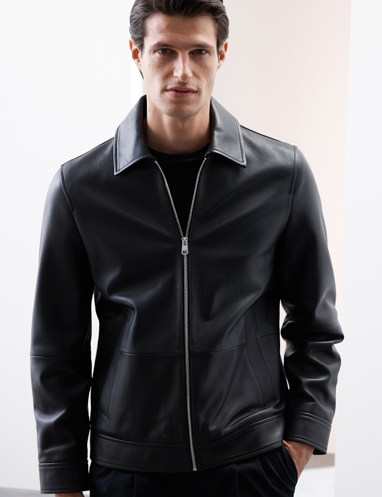 Leather Harrington Jacket - Marks and Spencer Cyprus | Symeonides