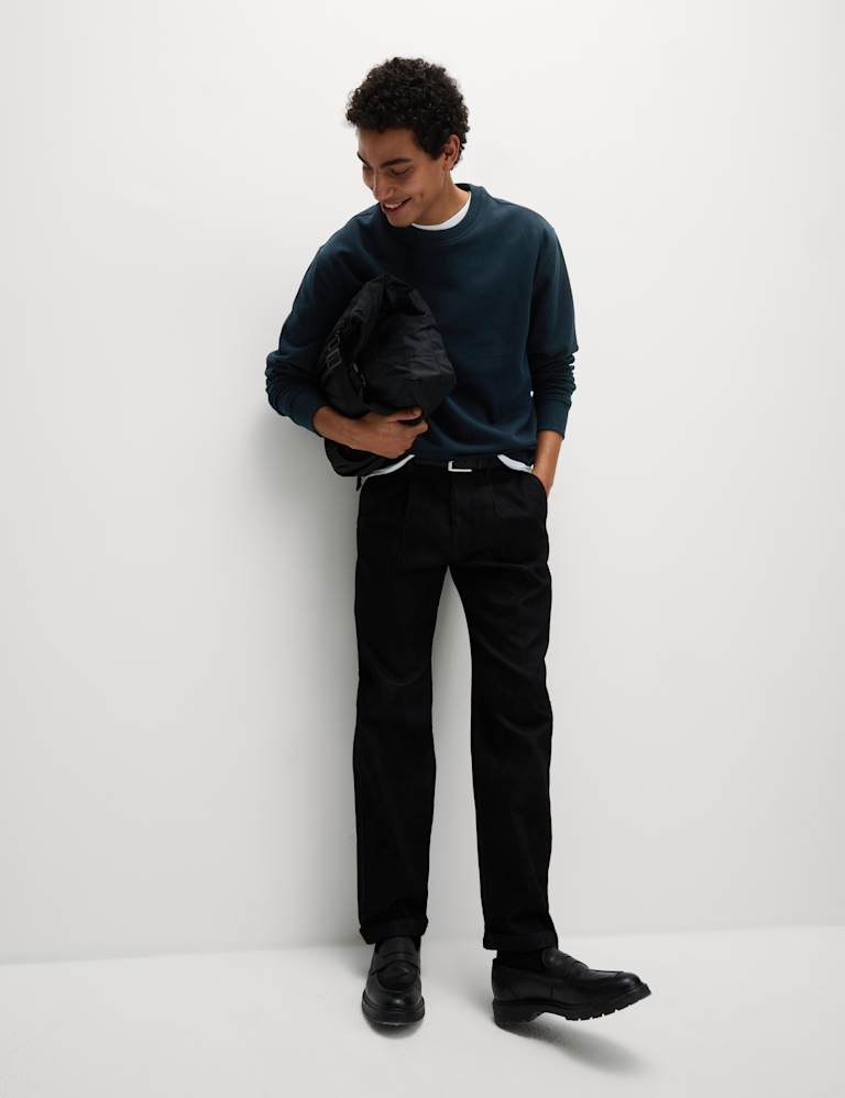 Cotton Rich Relaxed Fit Crew Neck Sweatshirt