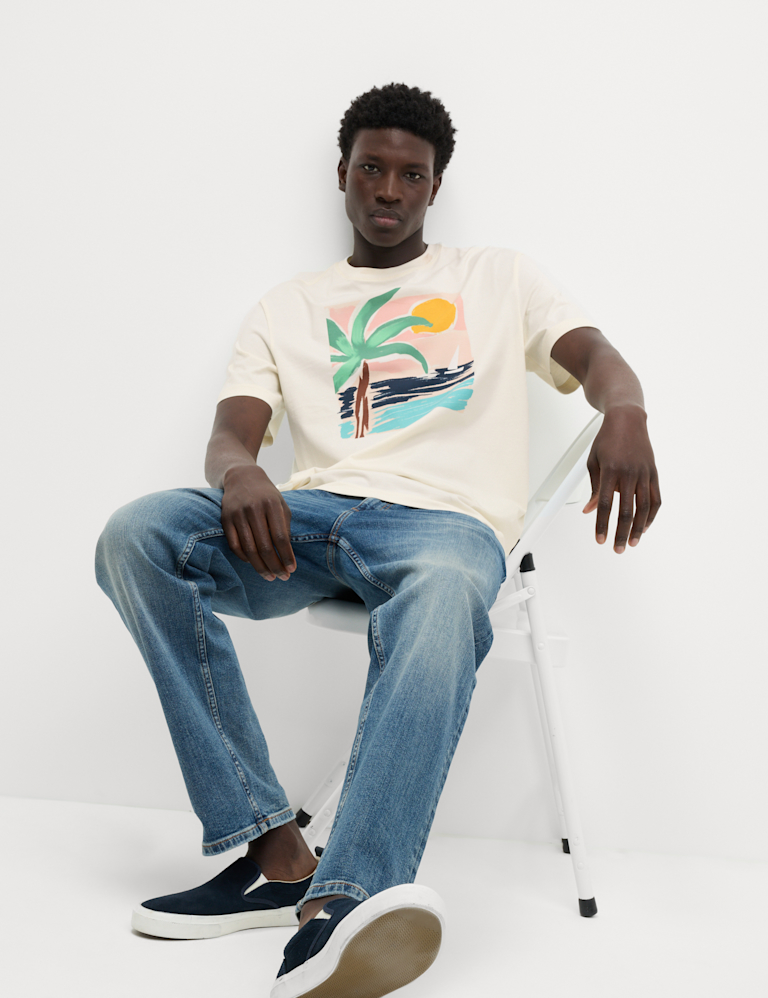 Pure Cotton Large Palm Graphic T-Shirt