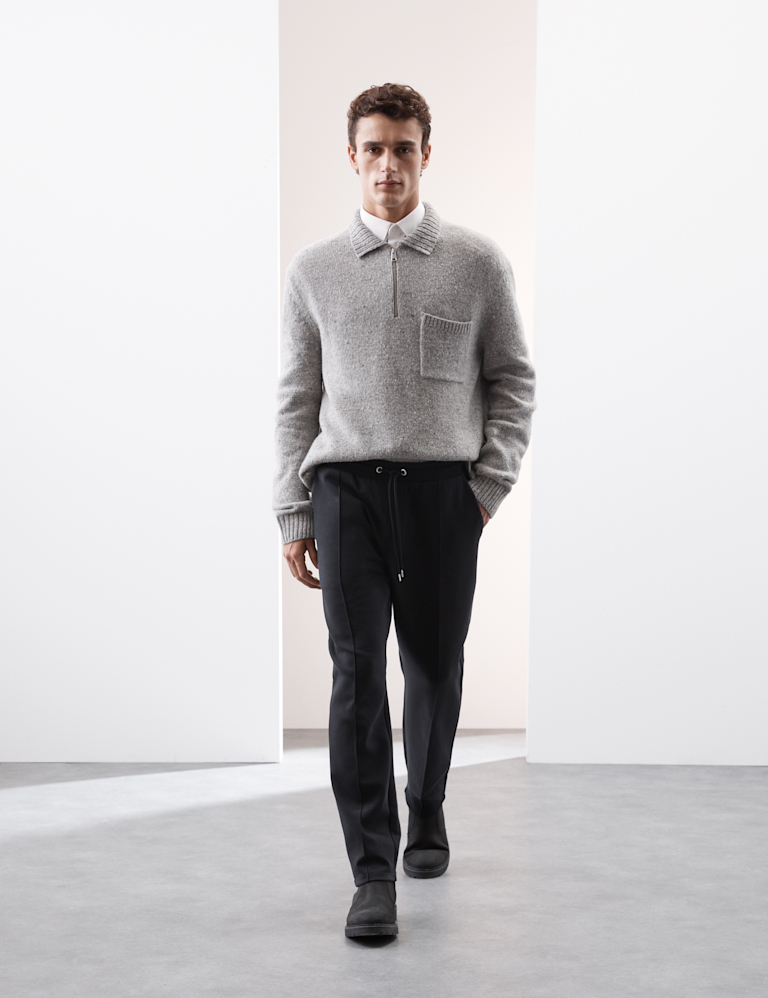 Cotton Rich Pintuck Straight Leg Joggers