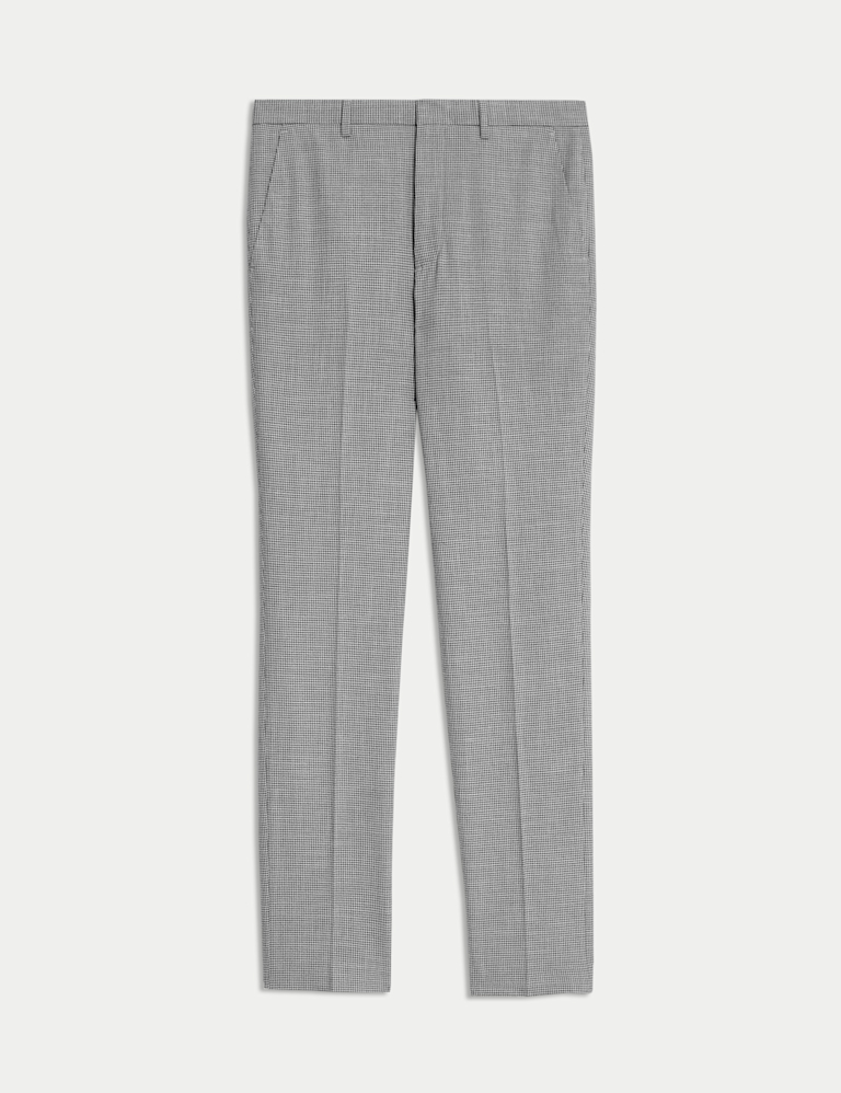 Tailored Fit Puppytooth Flat Front Trousers