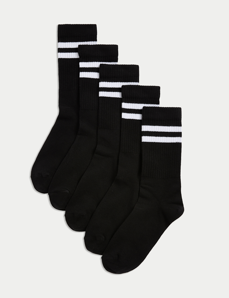 5pk Cotton Rich Striped Sports Socks