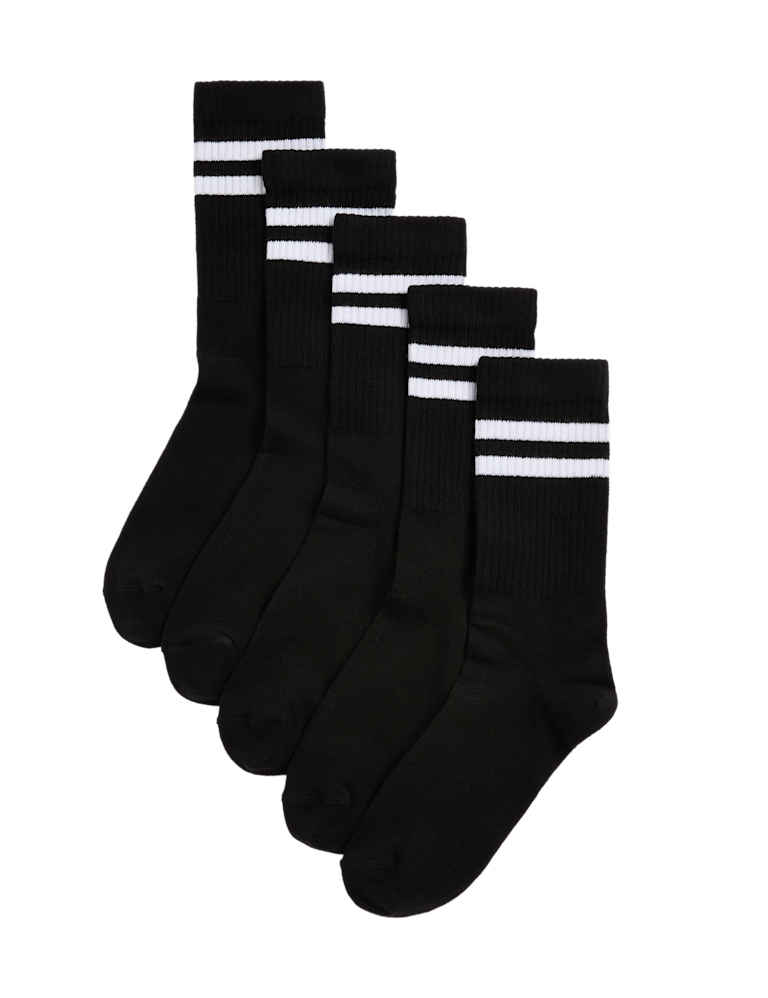 5pk Cotton Rich Striped Sports Socks