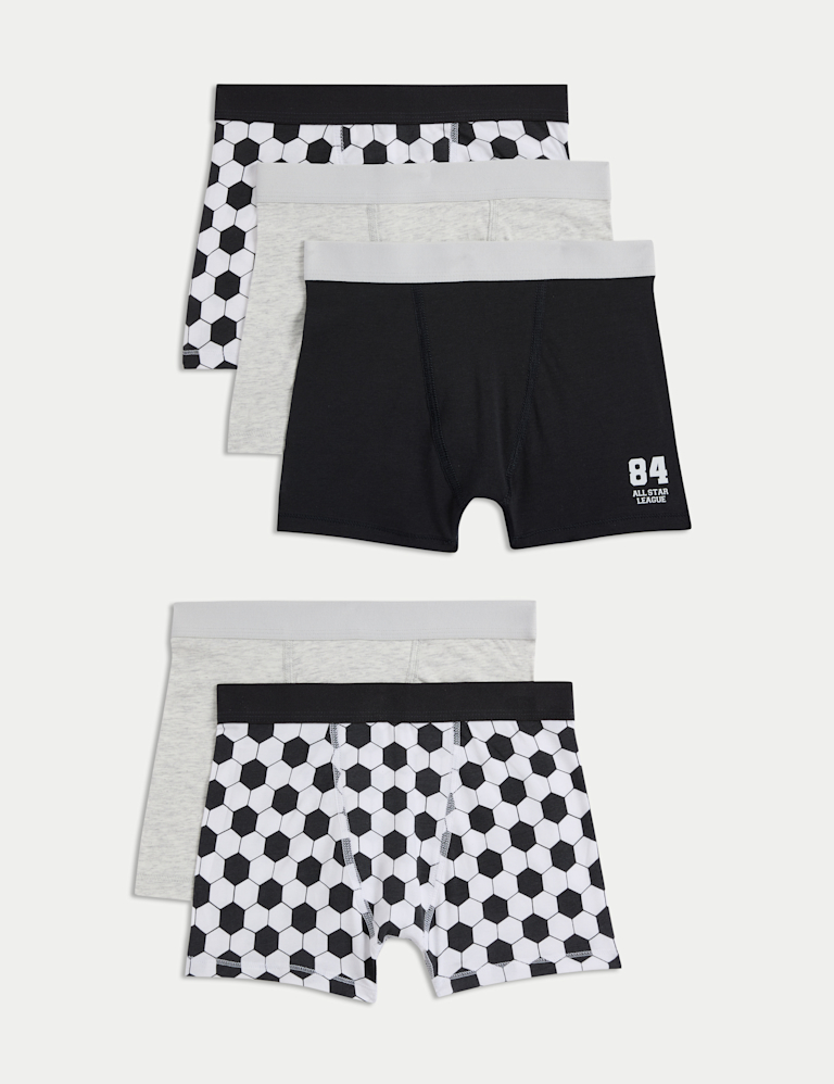5 Pack Cotton Rich Football Trunks (5-16 Yrs)