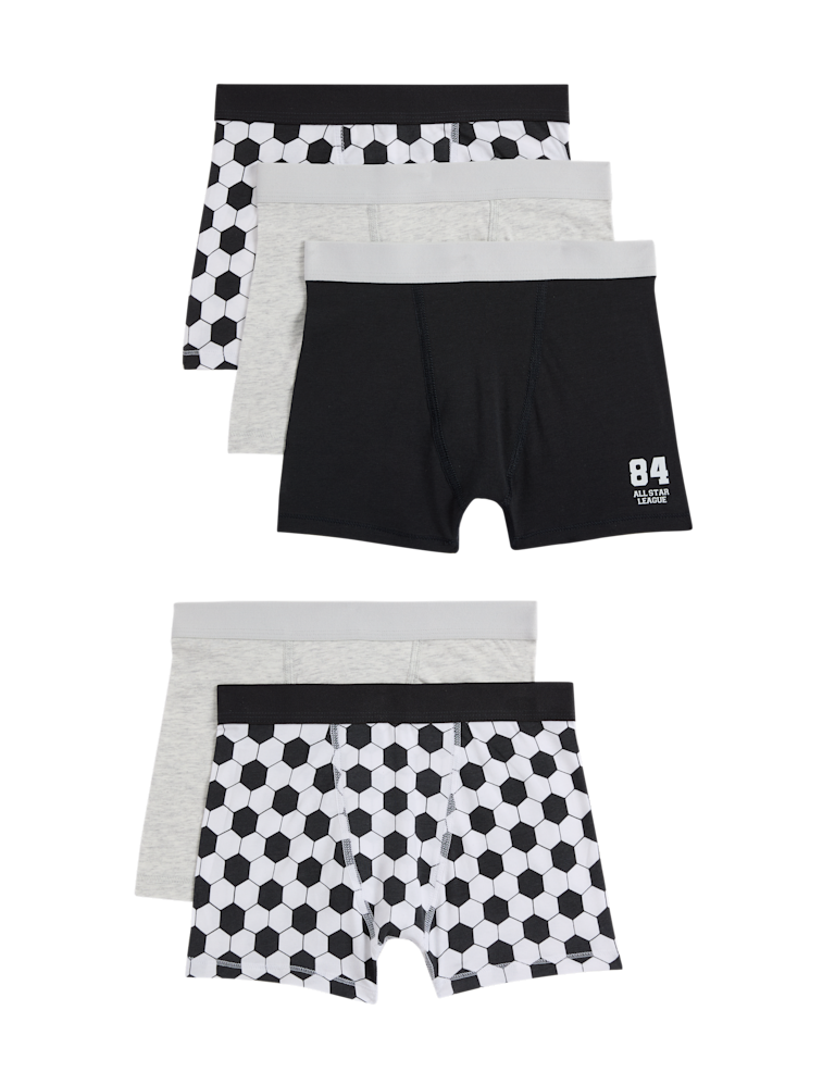5 Pack Cotton Rich Football Trunks (5-16 Yrs)