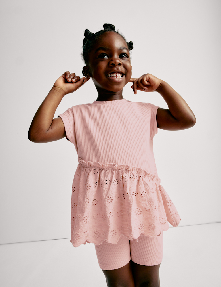 Cotton Rich Top & Cycling Shorts Outfit (1-8 Yrs)