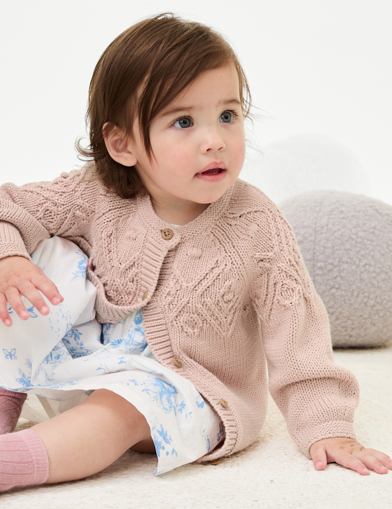 Pure Cotton Patterned Cardigan (0-3 Yrs)