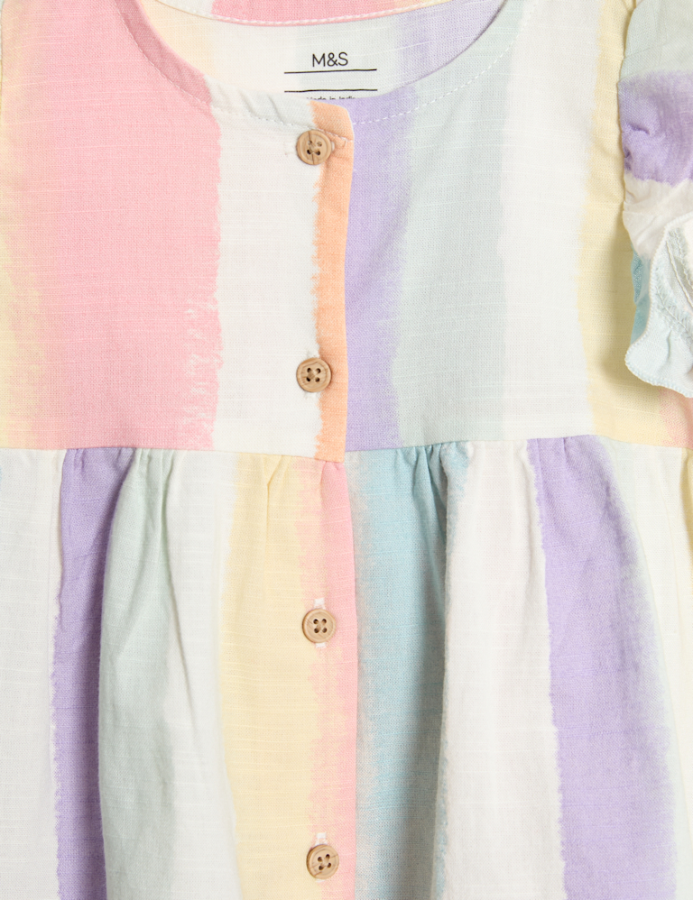 Pure Cotton Rainbow Stripe Dress (0 Mths-3 Yrs)