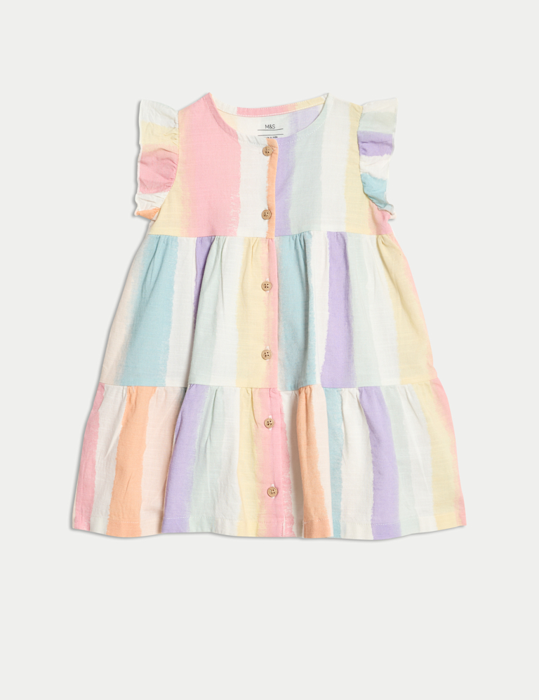 Pure Cotton Rainbow Stripe Dress (0 Mths-3 Yrs)
