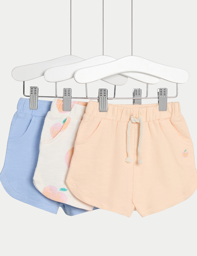 3pk Pure Cotton Peach Shorts (0-3 Yrs)