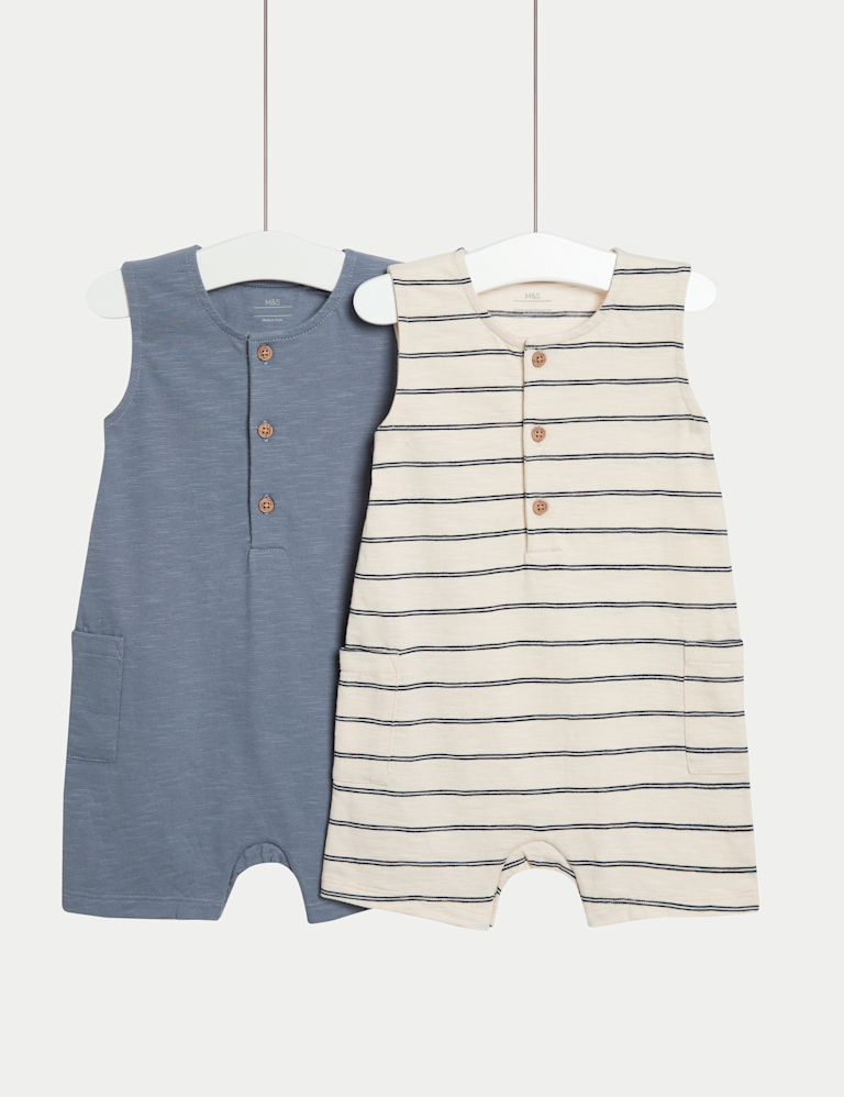 2pk Pure Cotton Rompers (0-3 Yrs)