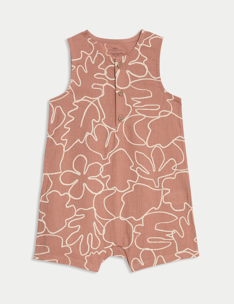 Cotton Rich Leaf Print Romper (0-3 Yrs)