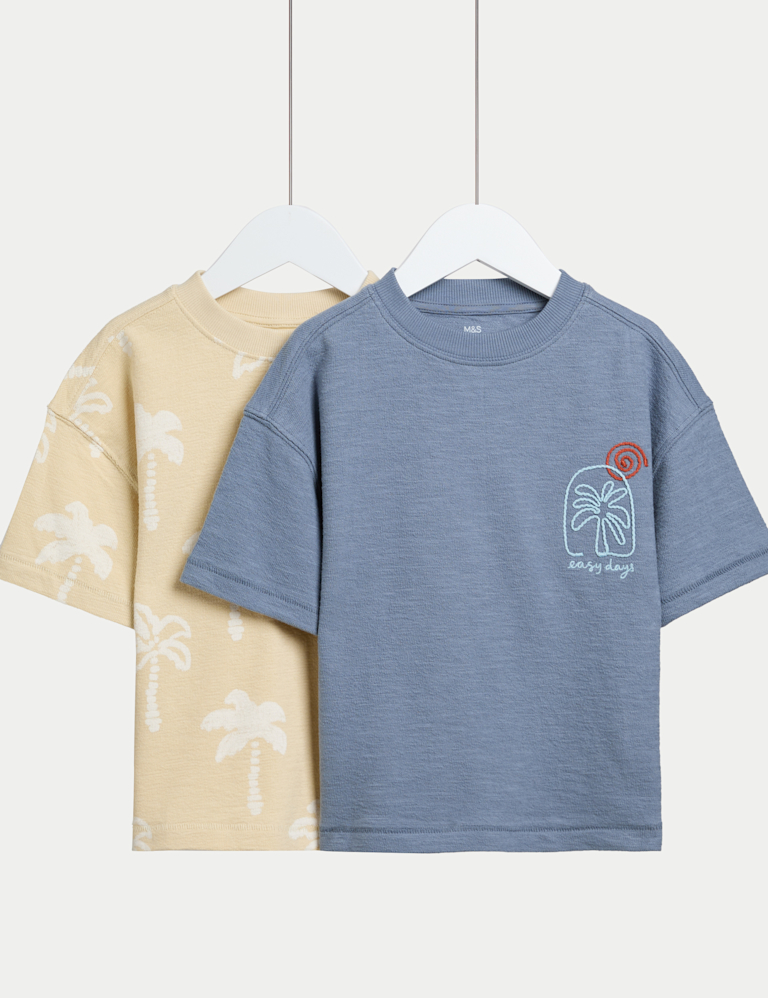 2pk Pure Cotton Embroidered T-Shirts (2-8 Yrs)
