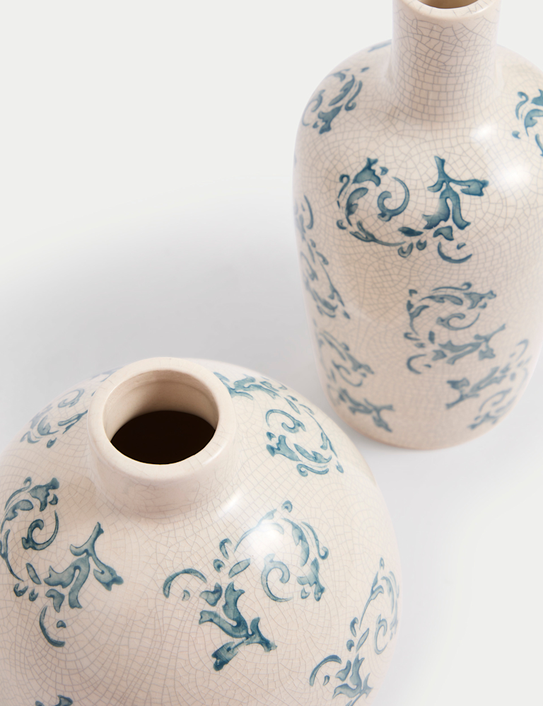 Set of 2 Floral Ceramic Bud Vases