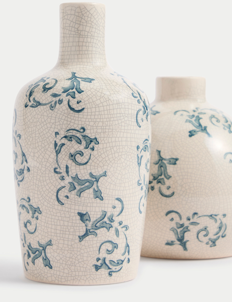 Set of 2 Floral Ceramic Bud Vases