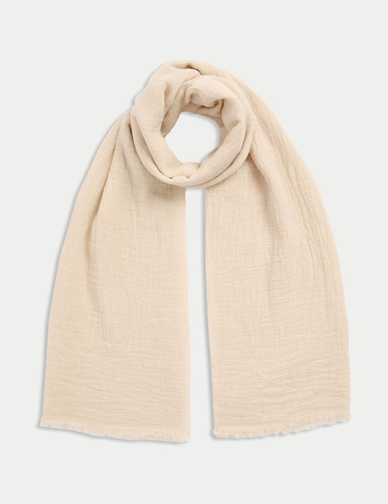 Linen Blend Fringed Scarf