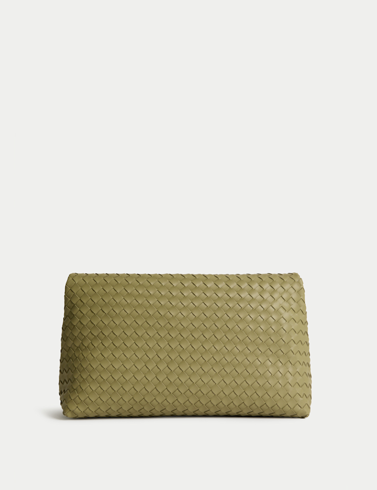 Faux Leather Woven Clutch Bag
