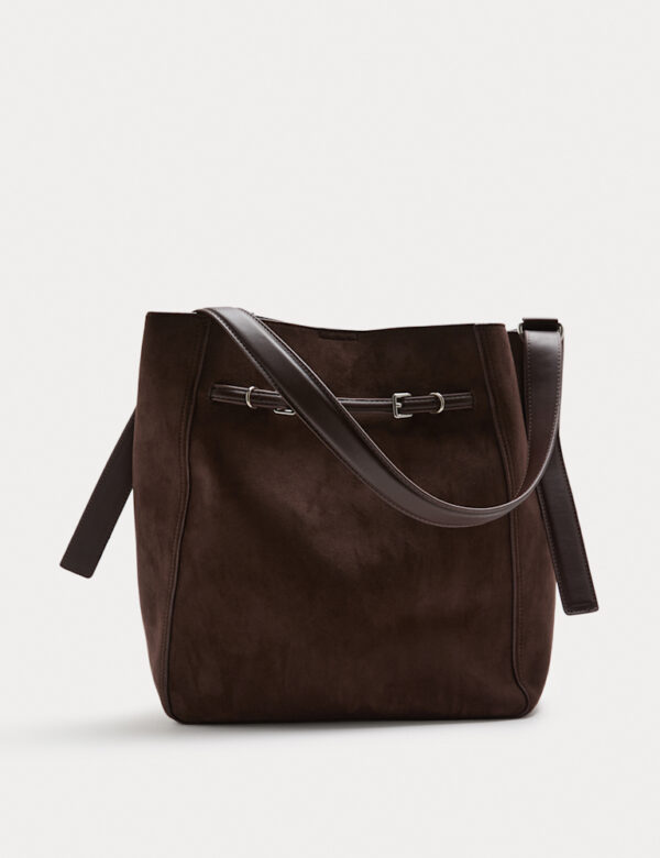 Suedette Buckle Tote Bag